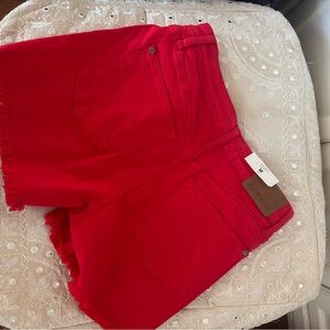 Red Denim Women's Shorts Judy Blue stretch , frayed. Nwt medium